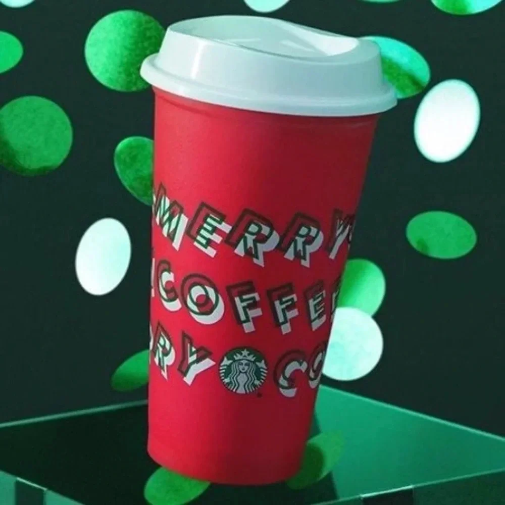 STARBUCKS Merry Coffee Red Christmas reusable cup
